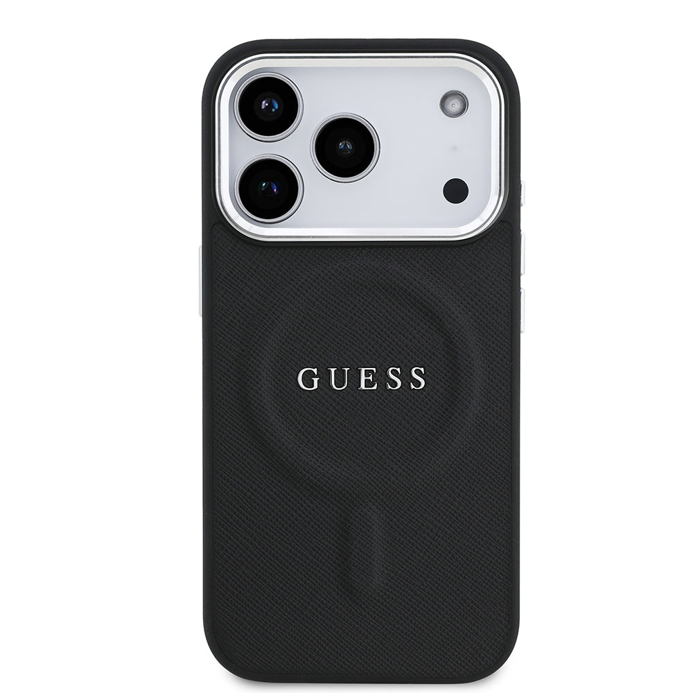 iPhone 17 Pro Kılıf Guess Orijinal Lisanslı M-safe Şarj Özellikli Klasik Yazı Logolu PU Deri Kılıf