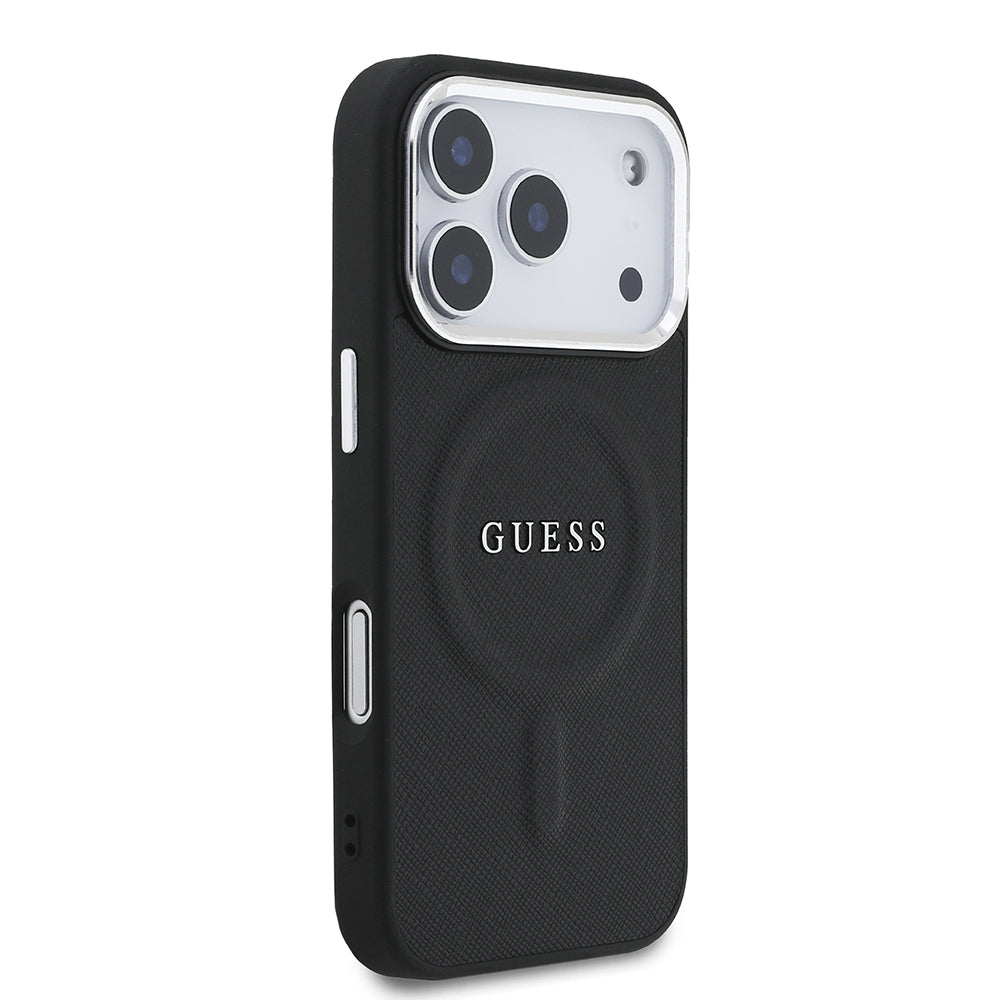 iPhone 17 Pro Kılıf Guess Orijinal Lisanslı M-safe Şarj Özellikli Klasik Yazı Logolu PU Deri Kılıf