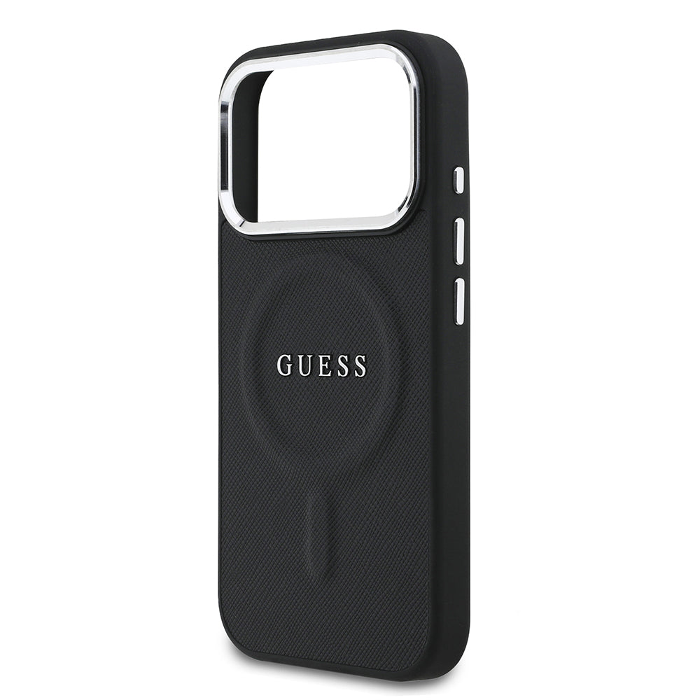iPhone 17 Pro Kılıf Guess Orijinal Lisanslı M-safe Şarj Özellikli Klasik Yazı Logolu PU Deri Kılıf