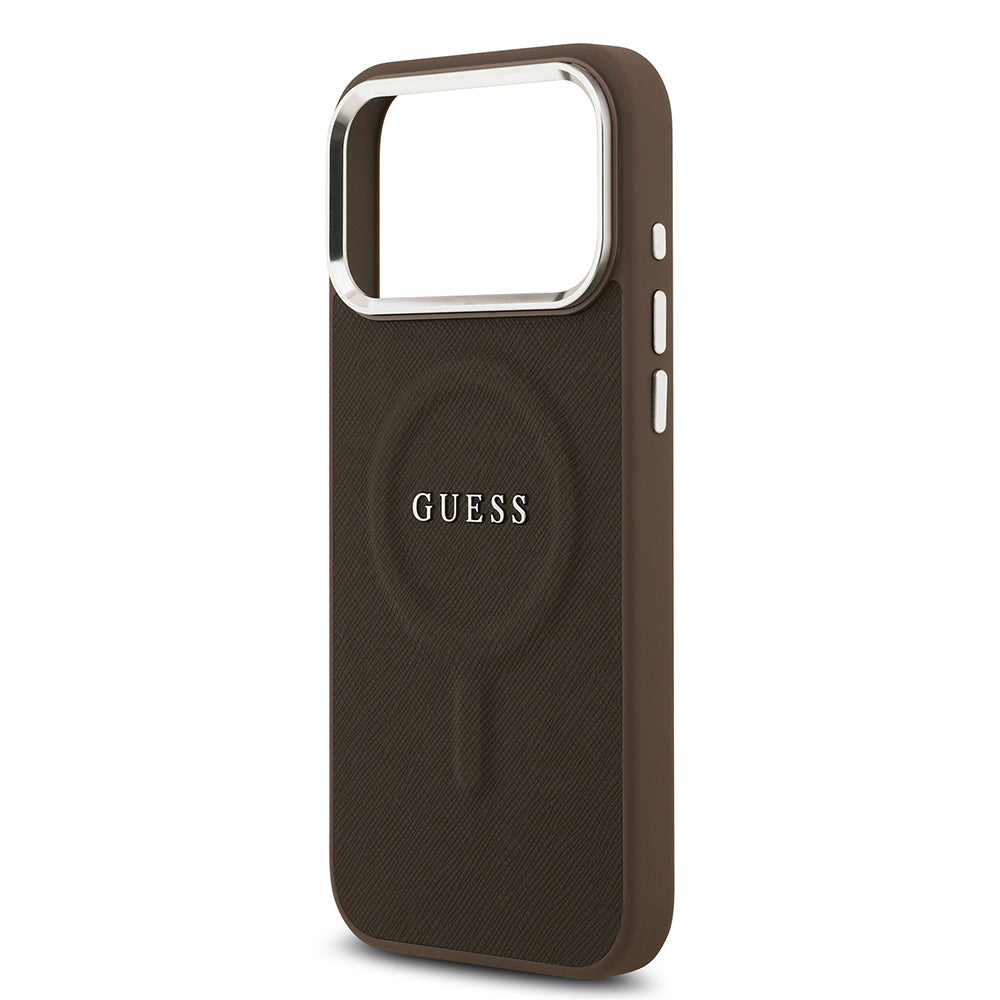 iPhone 17 Pro Kılıf Guess Orijinal Lisanslı M-safe Şarj Özellikli Klasik Yazı Logolu PU Deri Kılıf