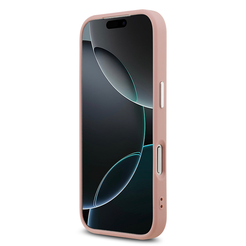 iPhone 17 Pro Kılıf Guess Orijinal Lisanslı M-safe Şarj Özellikli Metal Kamera Çerçeveli Üçgen Logolu Glitter Kılıf