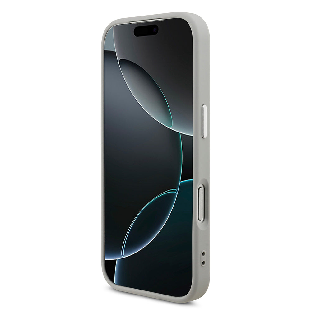 iPhone 17 Pro Kılıf Guess Orijinal Lisanslı M-safe Şarj Özellikli Metal Kamera Çerçeveli Üçgen Logolu Glitter Kılıf