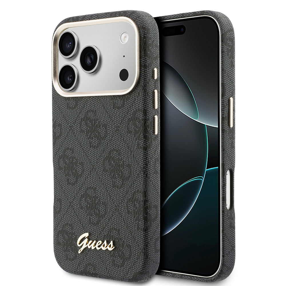 iPhone 17 Pro Kılıf Guess Orijinal Lisanslı M-safe Şarj Özellikli Script Yazı Logolu 4G Desenli Kılıf