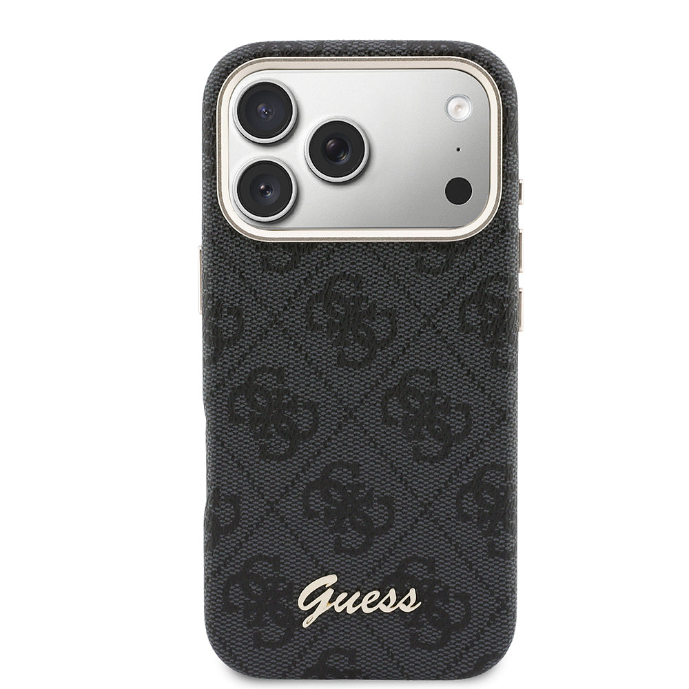 iPhone 17 Pro Kılıf Guess Orijinal Lisanslı M-safe Şarj Özellikli Script Yazı Logolu 4G Desenli Kılıf