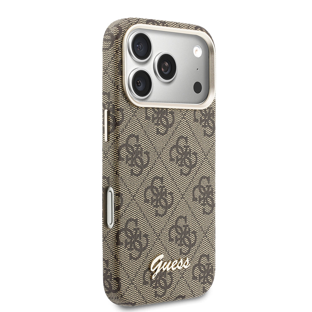 iPhone 17 Pro Kılıf Guess Orijinal Lisanslı M-safe Şarj Özellikli Script Yazı Logolu 4G Desenli Kılıf