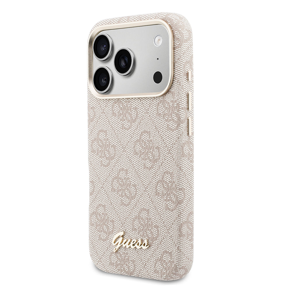 iPhone 17 Pro Kılıf Guess Orijinal Lisanslı M-safe Şarj Özellikli Script Yazı Logolu 4G Desenli Kılıf