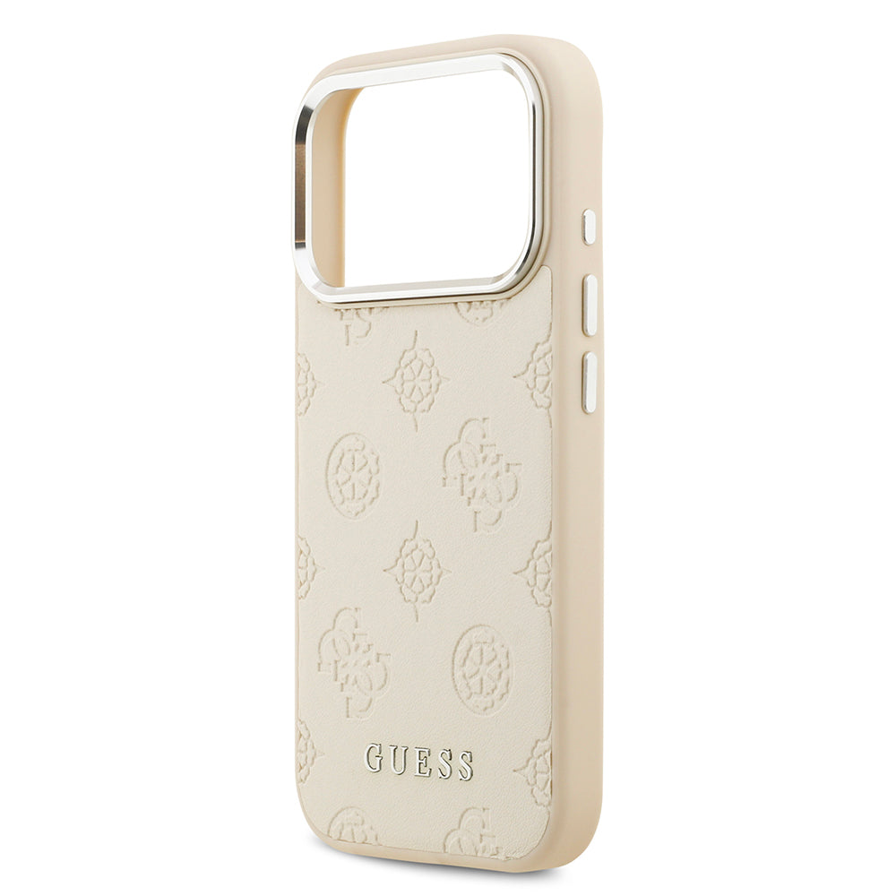 iPhone 17 Pro Kılıf Guess Orijinal Lisanslı M-safe Şarj Özellikli Sıcak Baskılı Klasik Yazı Logolu PU Deri Peony Kılıf