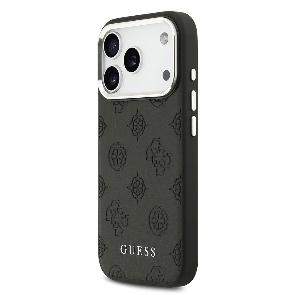 iPhone 17 Pro Kılıf Guess Orijinal Lisanslı M-safe Şarj Özellikli Sıcak Baskılı Klasik Yazı Logolu PU Deri Peony Kılıf