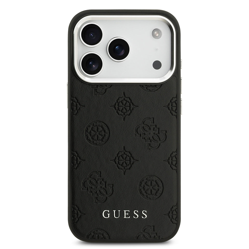 iPhone 17 Pro Kılıf Guess Orijinal Lisanslı M-safe Şarj Özellikli Sıcak Baskılı Klasik Yazı Logolu PU Deri Peony Kılıf