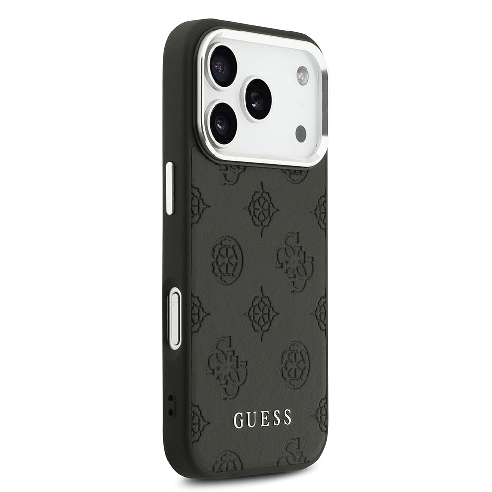 iPhone 17 Pro Kılıf Guess Orijinal Lisanslı M-safe Şarj Özellikli Sıcak Baskılı Klasik Yazı Logolu PU Deri Peony Kılıf
