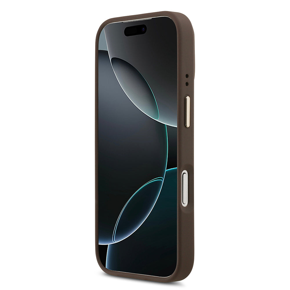 iPhone 17 Pro Kılıf Guess Orijinal Lisanslı M-safe Şarj Özellikli Sıcak Baskılı Yazı Logolu PU Deri Peony Kılıf