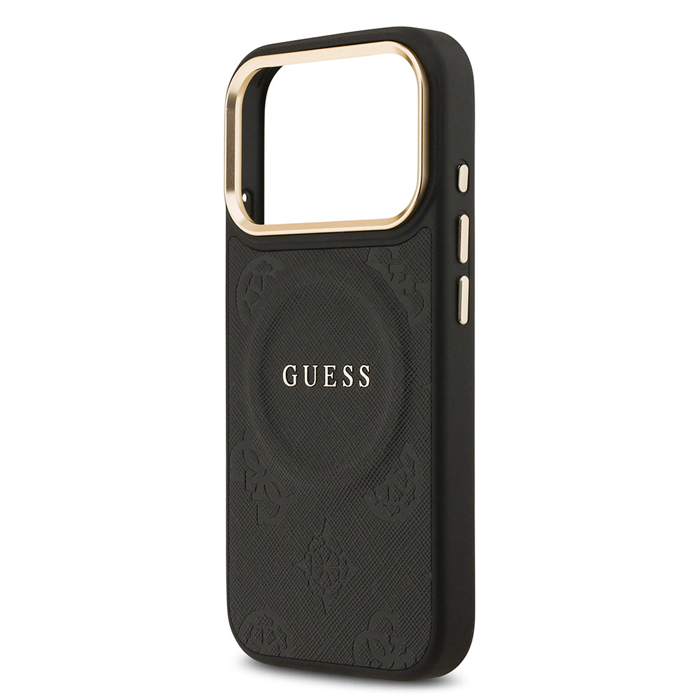 iPhone 17 Pro Kılıf Guess Orijinal Lisanslı M-safe Şarj Özellikli Sıcak Baskılı Yazı Logolu PU Deri Peony Kılıf