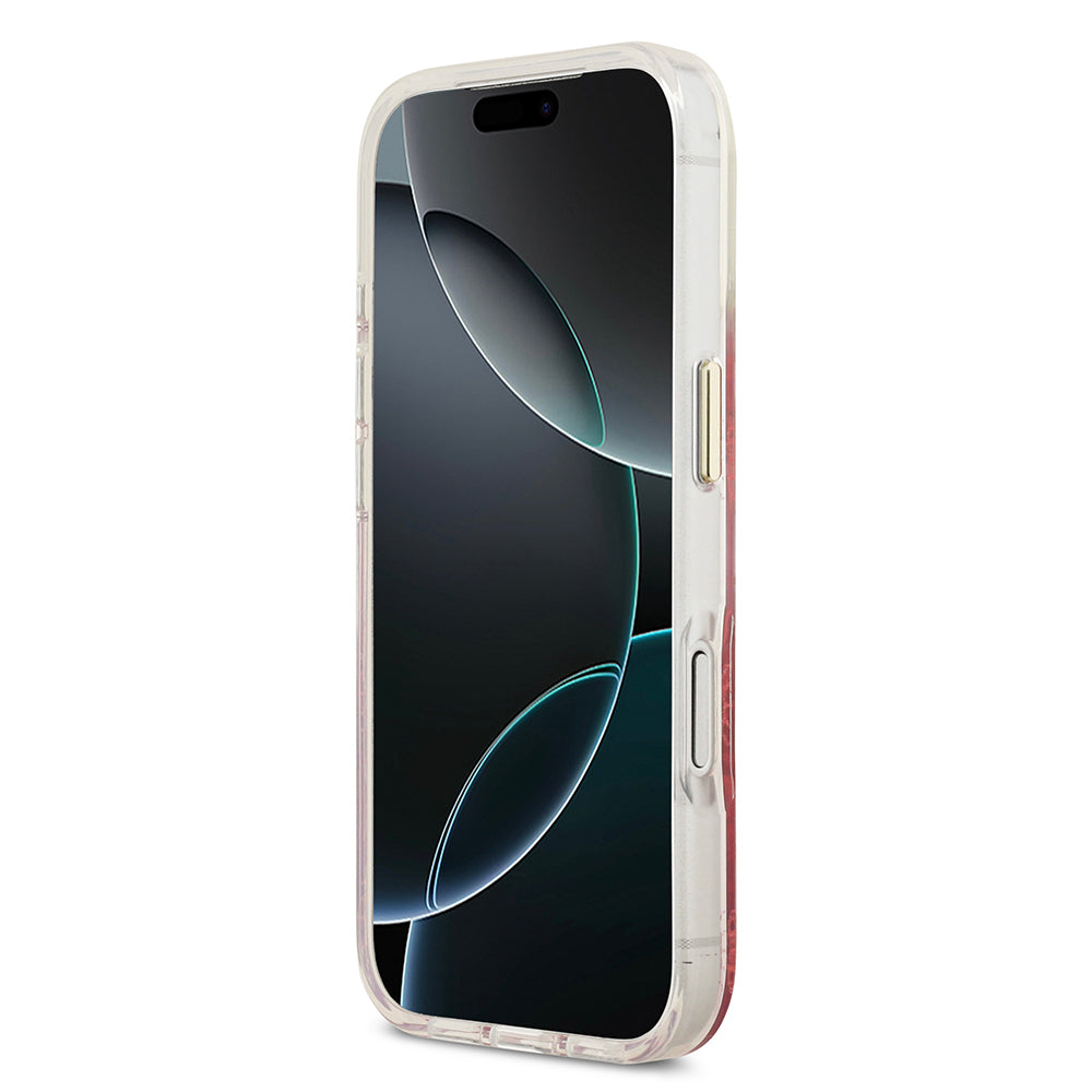 iPhone 17 Pro Kılıf Guess Orijinal Lisanslı M-safe Şarj Özellikli Simli Peony Desenli Silikon Kılıf