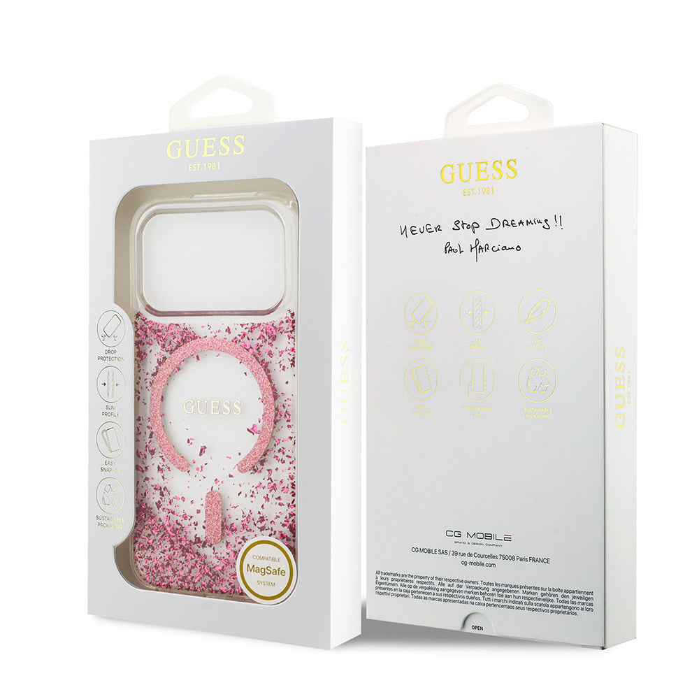 iPhone 17 Pro Kılıf Guess Orijinal Lisanslı M-safe Şarj Özellikli Transparan Resin Bottom Kılıf
