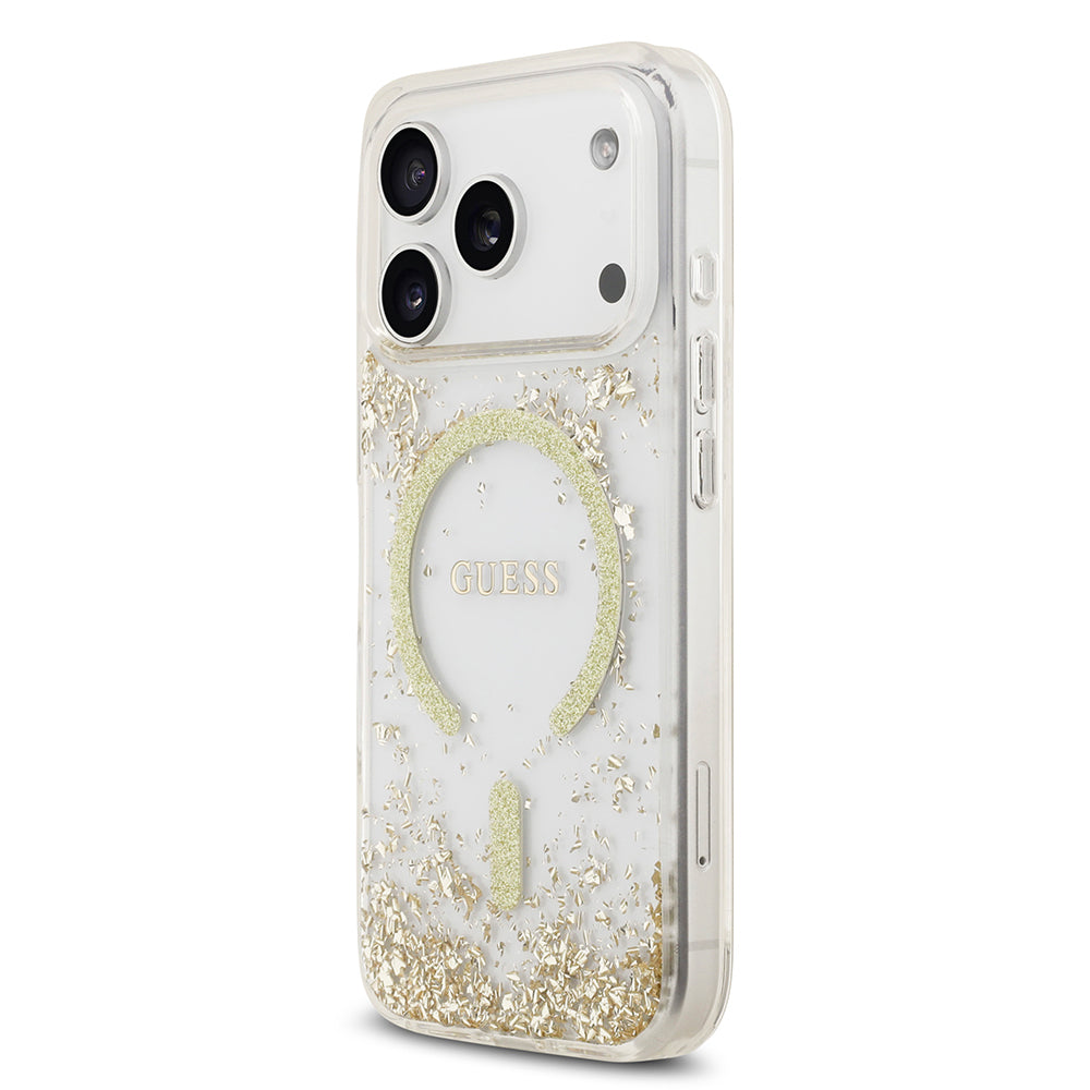 iPhone 17 Pro Kılıf Guess Orijinal Lisanslı M-safe Şarj Özellikli Transparan Resin Bottom Kılıf