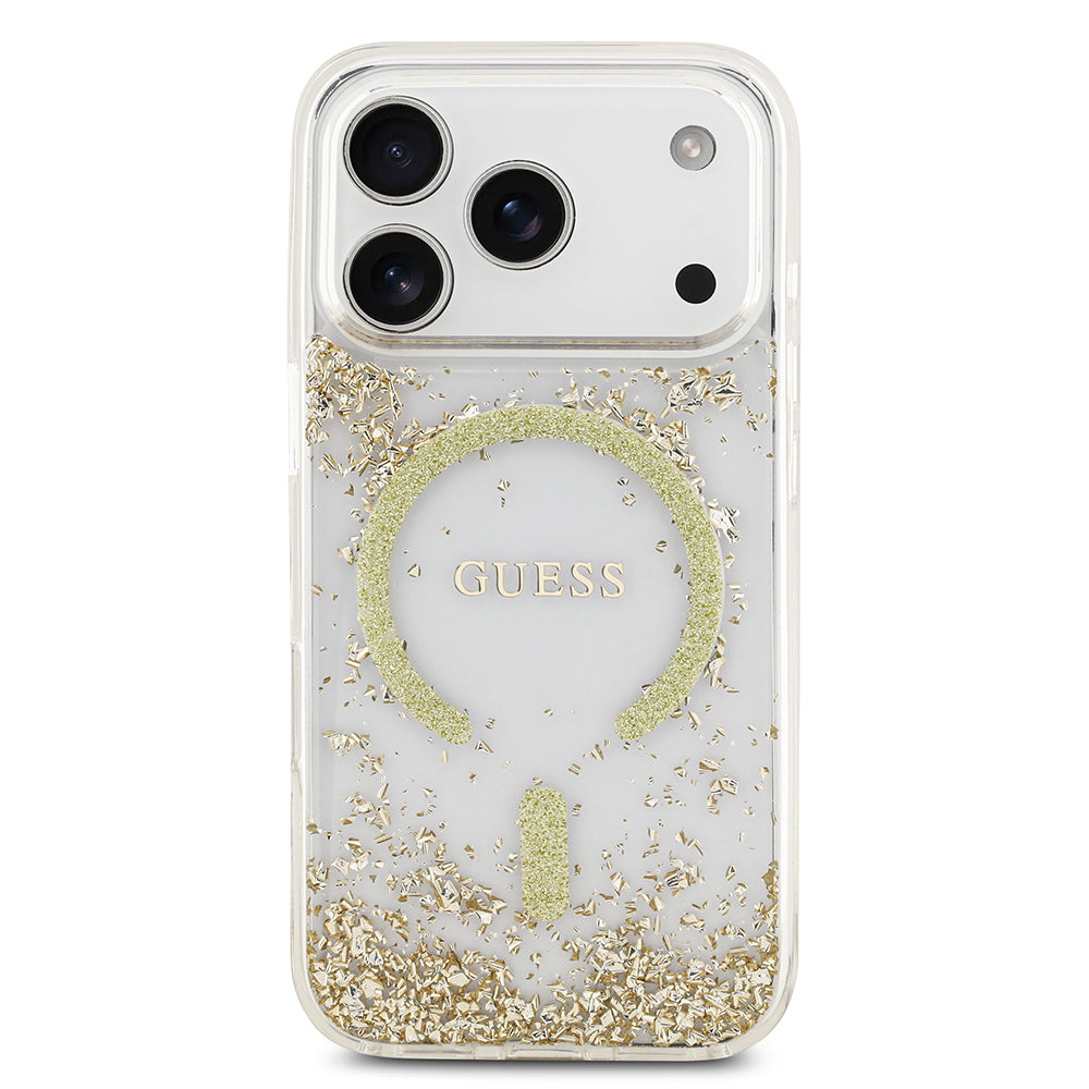 iPhone 17 Pro Kılıf Guess Orijinal Lisanslı M-safe Şarj Özellikli Transparan Resin Bottom Kılıf