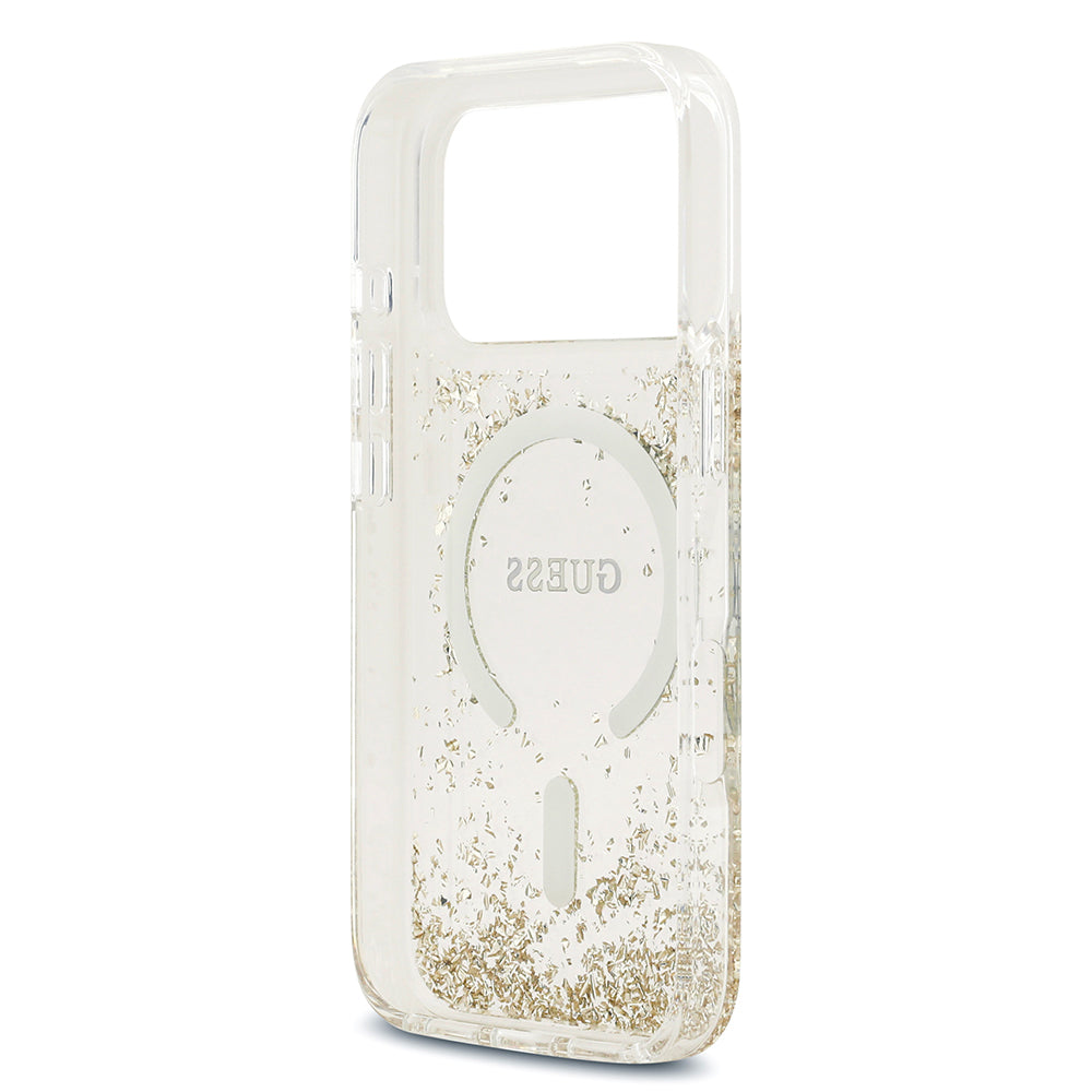 iPhone 17 Pro Kılıf Guess Orijinal Lisanslı M-safe Şarj Özellikli Transparan Resin Bottom Kılıf