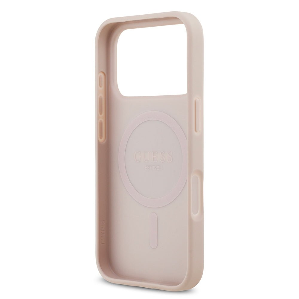 iPhone 17 Pro Kılıf Guess Orijinal Lisanslı M-safe Şarj Özellikli Yazı Logolu Circle Classic Kılıf