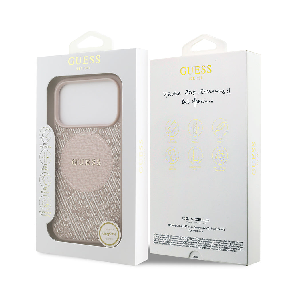 iPhone 17 Pro Kılıf Guess Orijinal Lisanslı M-safe Şarj Özellikli Yazı Logolu Circle Classic Kılıf