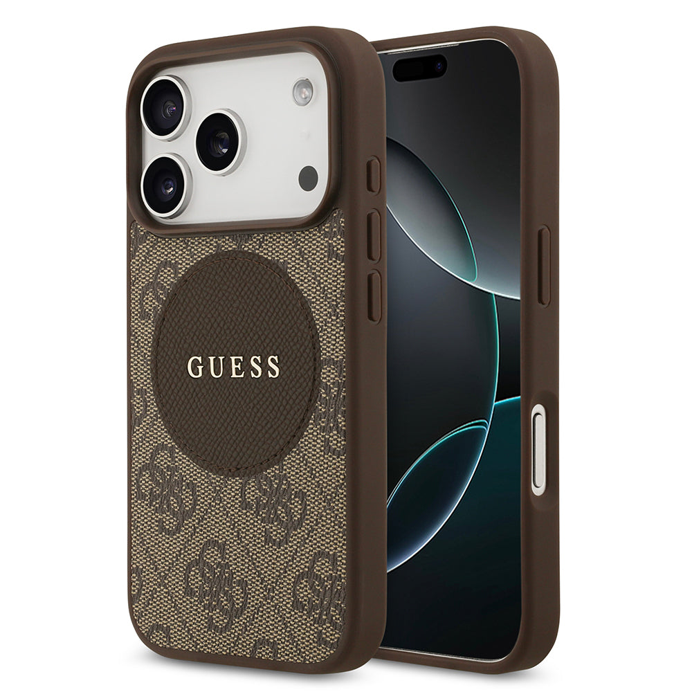 iPhone 17 Pro Kılıf Guess Orijinal Lisanslı M-safe Şarj Özellikli Yazı Logolu Circle Classic Kılıf