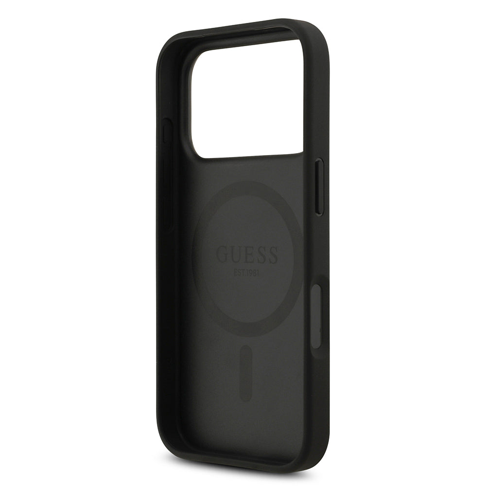iPhone 17 Pro Kılıf Guess Orijinal Lisanslı M-safe Şarj Özellikli Yazı Logolu Circle Classic Kılıf