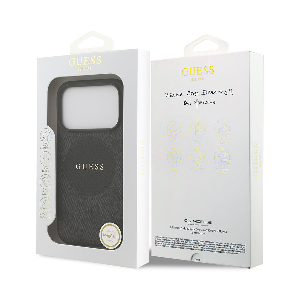 iPhone 17 Pro Kılıf Guess Orijinal Lisanslı M-safe Şarj Özellikli Yazı Logolu Circle Classic Kılıf
