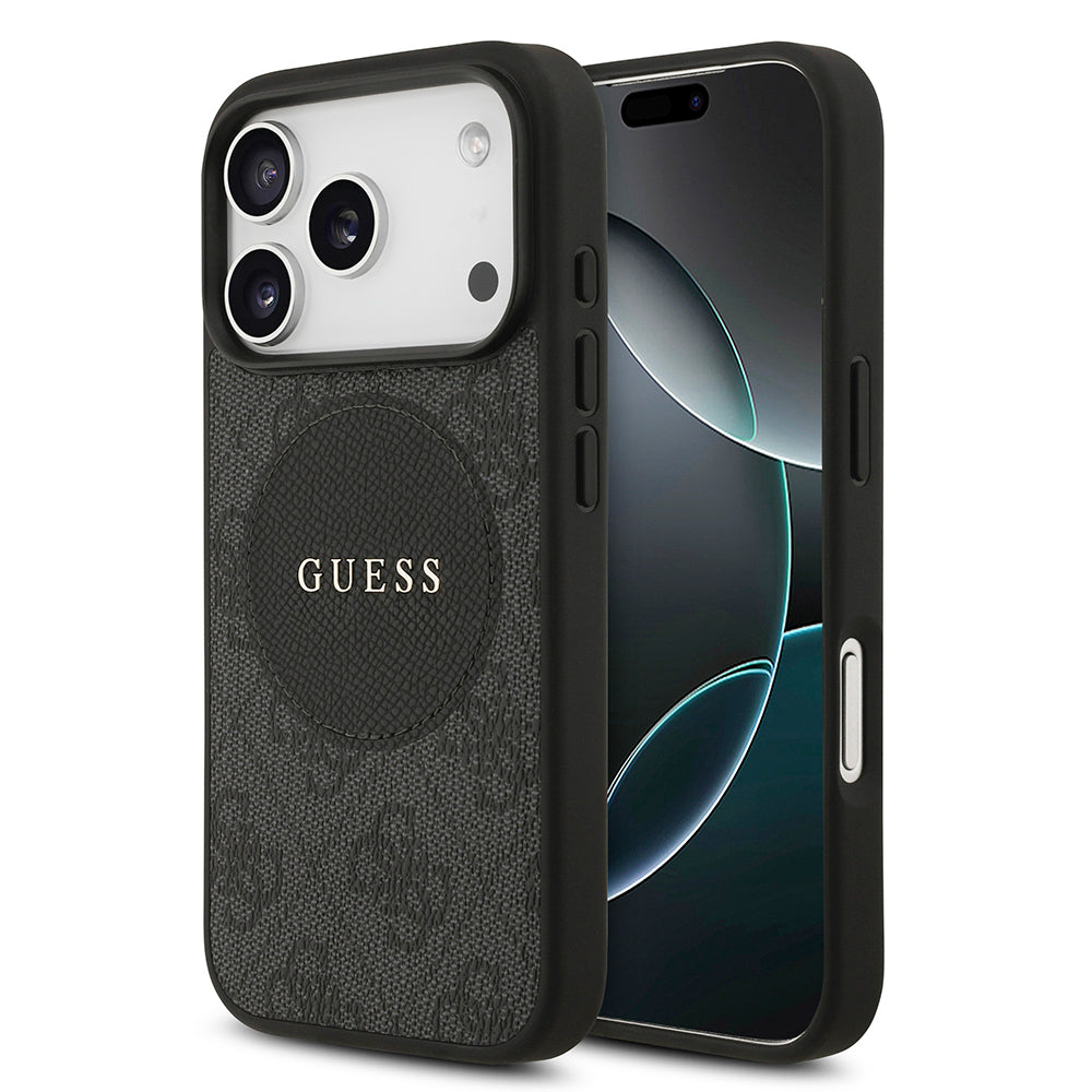 iPhone 17 Pro Kılıf Guess Orijinal Lisanslı M-safe Şarj Özellikli Yazı Logolu Circle Classic Kılıf