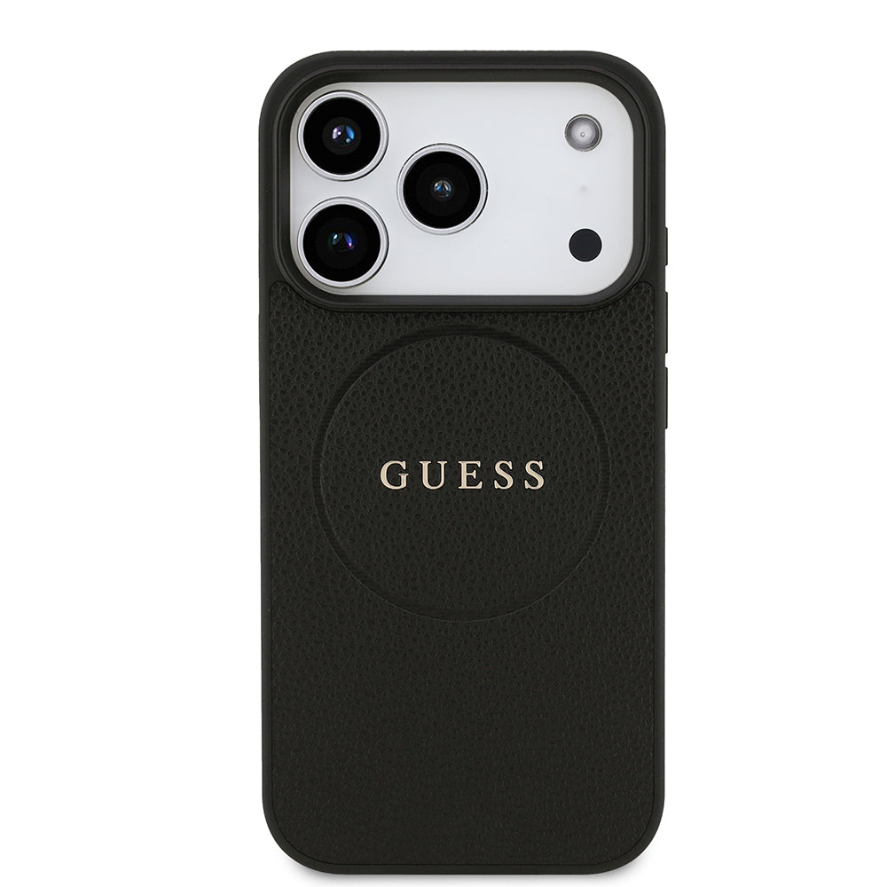 iPhone 17 Pro Kılıf Guess Orijinal Lisanslı M-safe Şarj Özellikli Yazı Logolu PU Deri Kılıf