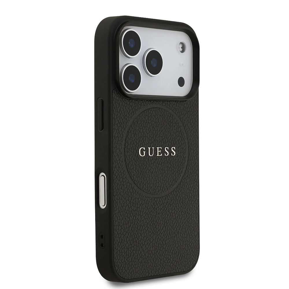 iPhone 17 Pro Kılıf Guess Orijinal Lisanslı M-safe Şarj Özellikli Yazı Logolu PU Deri Kılıf