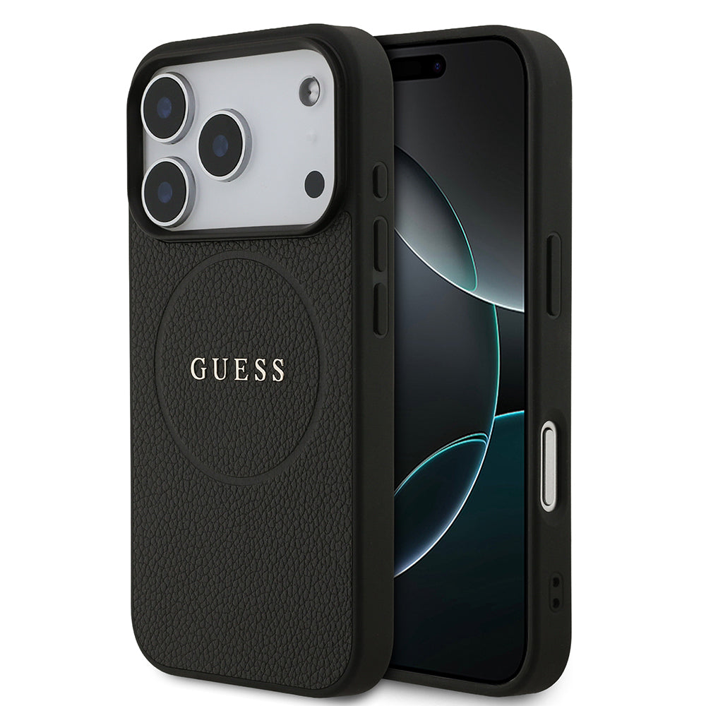 iPhone 17 Pro Kılıf Guess Orijinal Lisanslı M-safe Şarj Özellikli Yazı Logolu PU Deri Kılıf