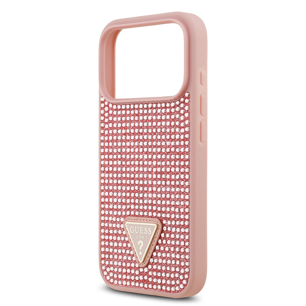 iPhone 17 Pro Kılıf Guess Orijinal Lisanslı Taşlı Arka Yüzey Üçgen Logolu Kılıf