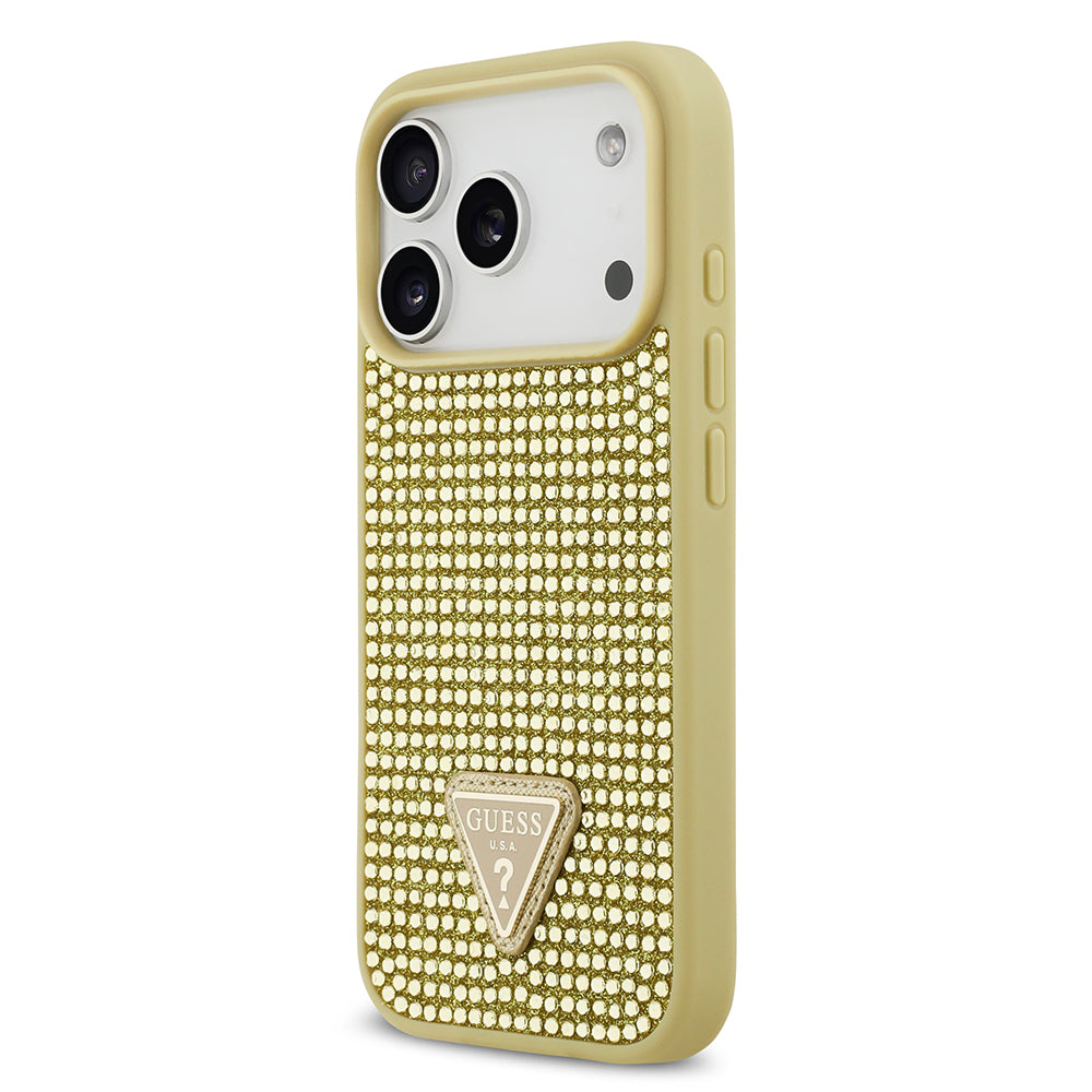 iPhone 17 Pro Kılıf Guess Orijinal Lisanslı Taşlı Arka Yüzey Üçgen Logolu Kılıf