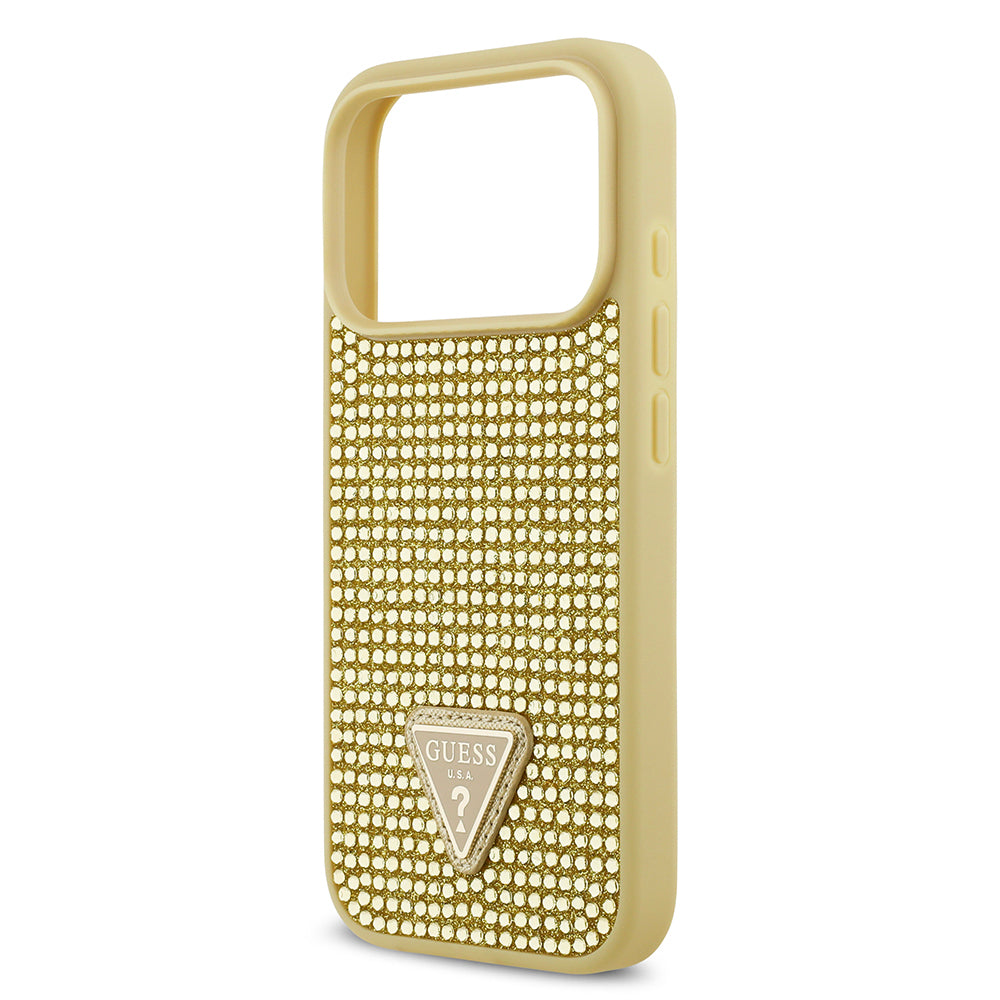 iPhone 17 Pro Kılıf Guess Orijinal Lisanslı Taşlı Arka Yüzey Üçgen Logolu Kılıf