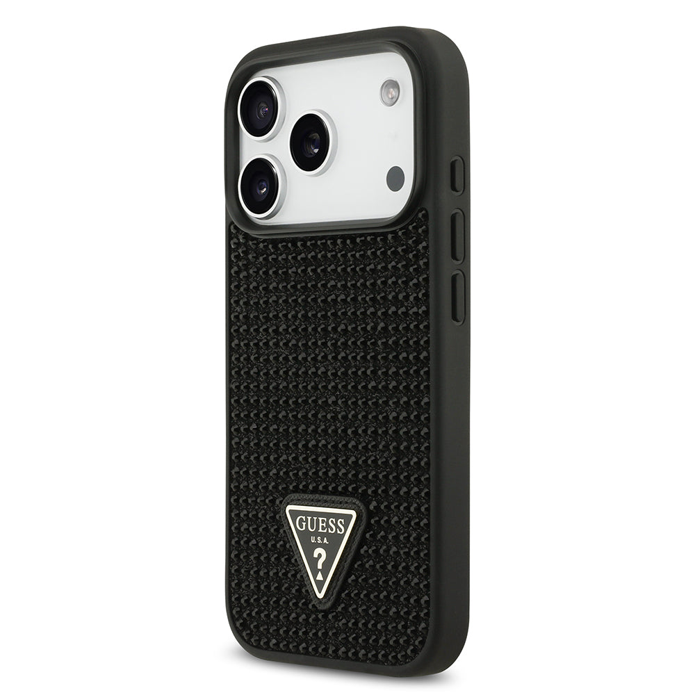 iPhone 17 Pro Kılıf Guess Orijinal Lisanslı Taşlı Arka Yüzey Üçgen Logolu Kılıf