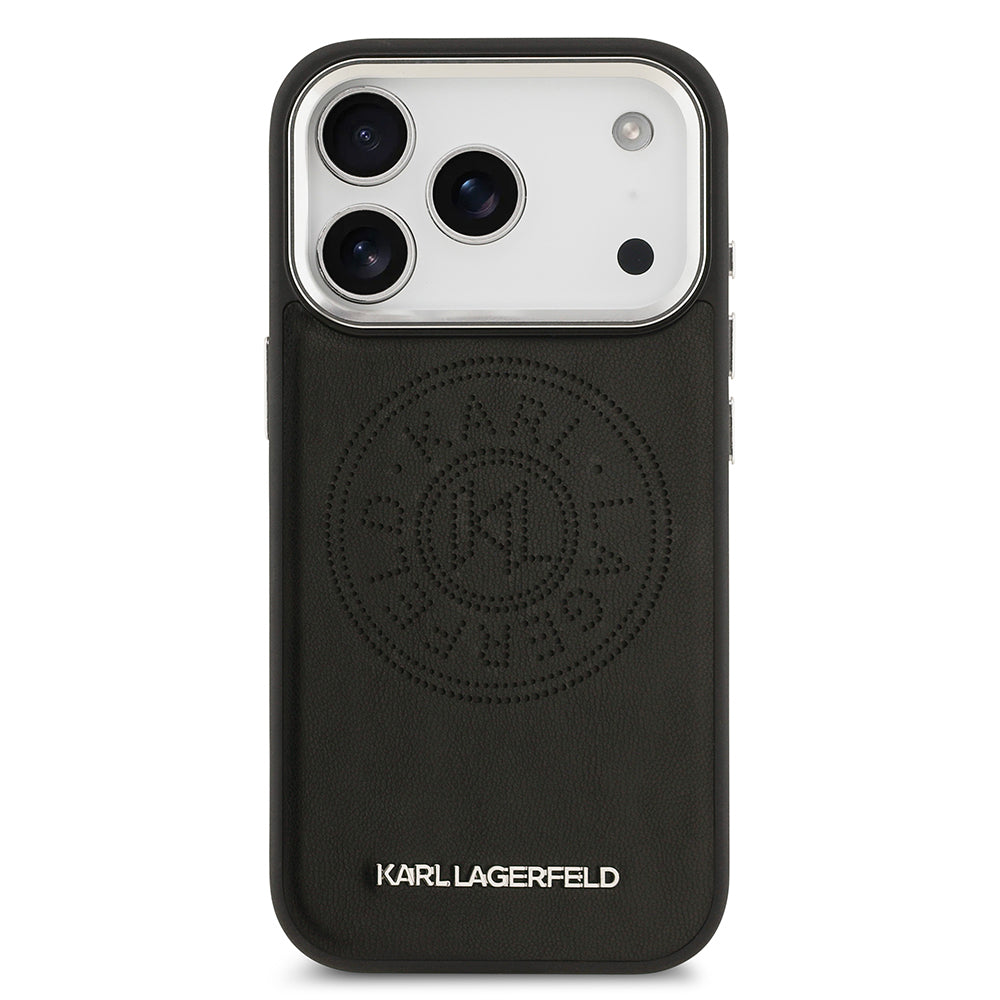iPhone 17 Pro Kılıf Karl Lagerfeld Orijinal Lisanslı M-safe Şarj Özellikli Delikli Tasarım Metal Logolu PU Deri Kılıf