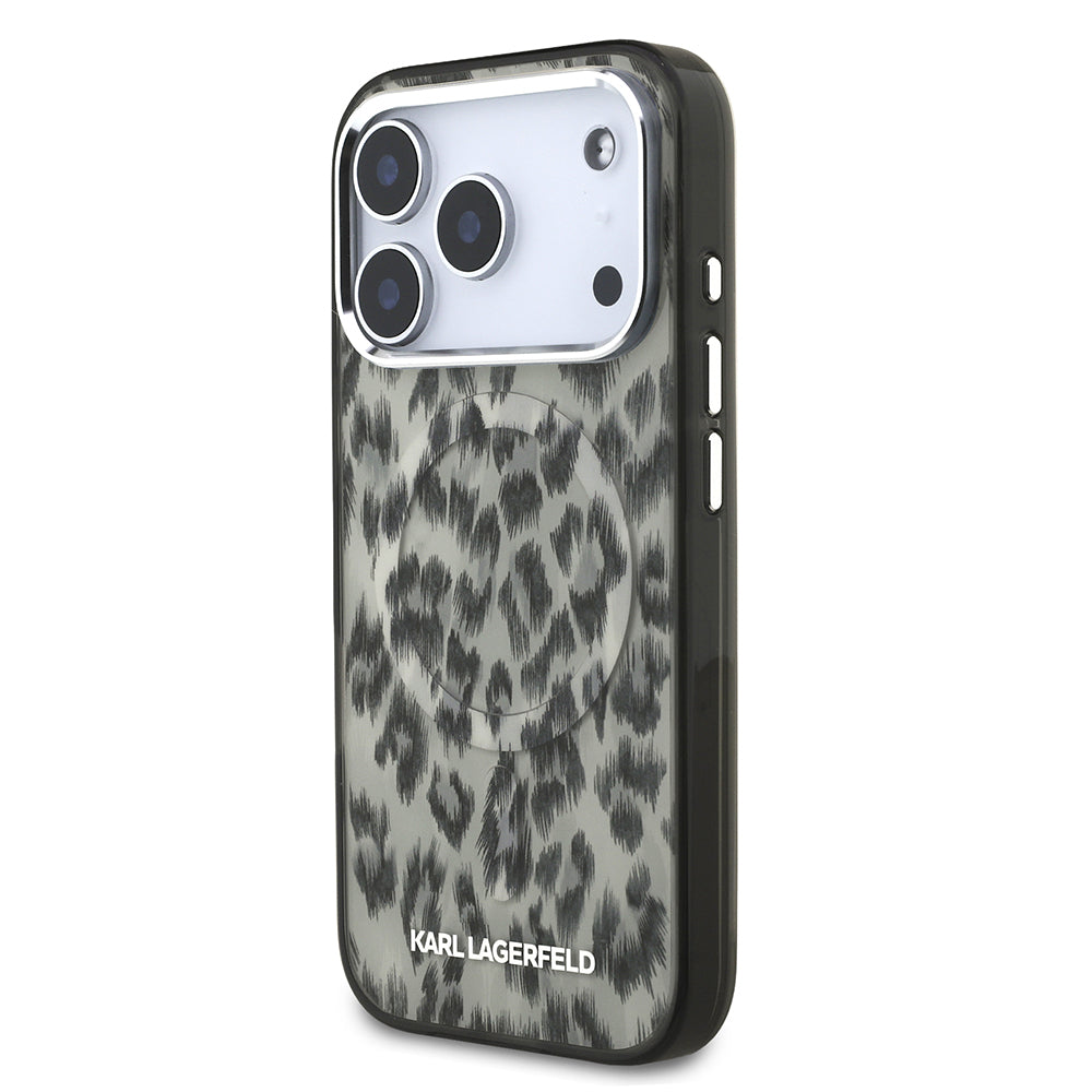iPhone 17 Pro Kılıf Karl Lagerfeld Orijinal Lisanslı M-safe Şarj Özellikli IML Leopar Baskılı Kılıf