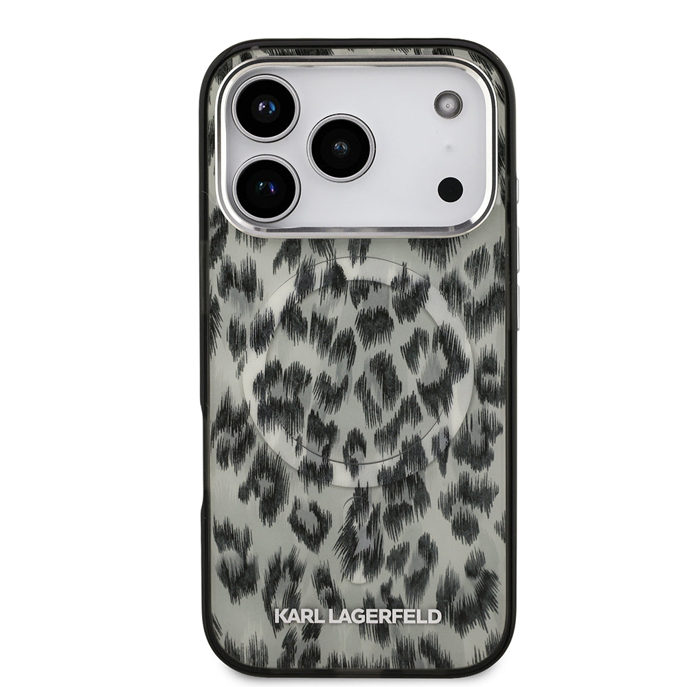 iPhone 17 Pro Kılıf Karl Lagerfeld Orijinal Lisanslı M-safe Şarj Özellikli IML Leopar Baskılı Kılıf