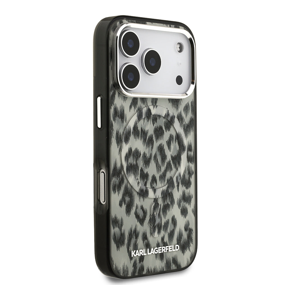 iPhone 17 Pro Kılıf Karl Lagerfeld Orijinal Lisanslı M-safe Şarj Özellikli IML Leopar Baskılı Kılıf