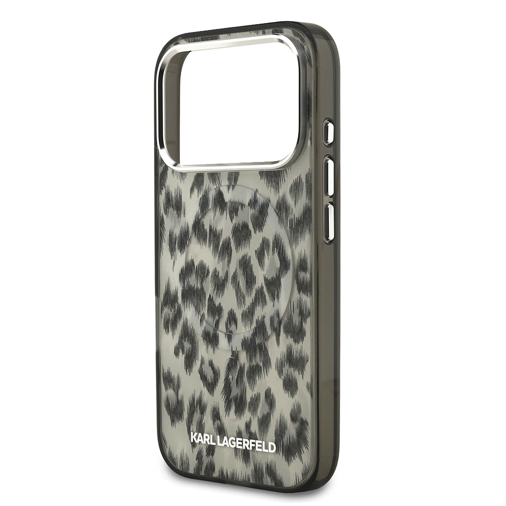 iPhone 17 Pro Kılıf Karl Lagerfeld Orijinal Lisanslı M-safe Şarj Özellikli IML Leopar Baskılı Kılıf