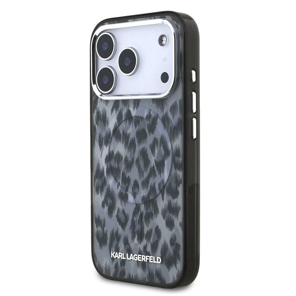 iPhone 17 Pro Kılıf Karl Lagerfeld Orijinal Lisanslı M-safe Şarj Özellikli IML Leopar Baskılı Kılıf