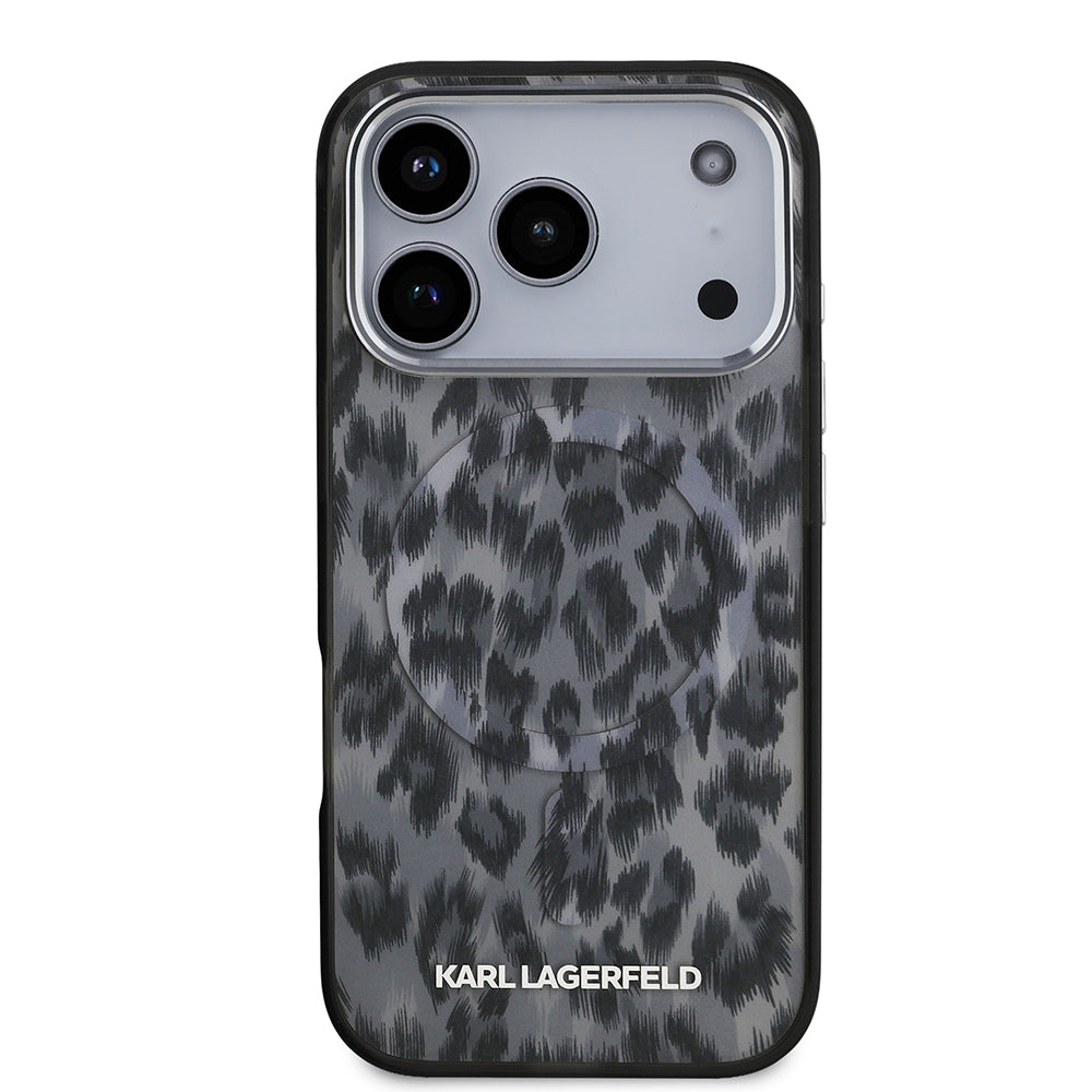 iPhone 17 Pro Kılıf Karl Lagerfeld Orijinal Lisanslı M-safe Şarj Özellikli IML Leopar Baskılı Kılıf