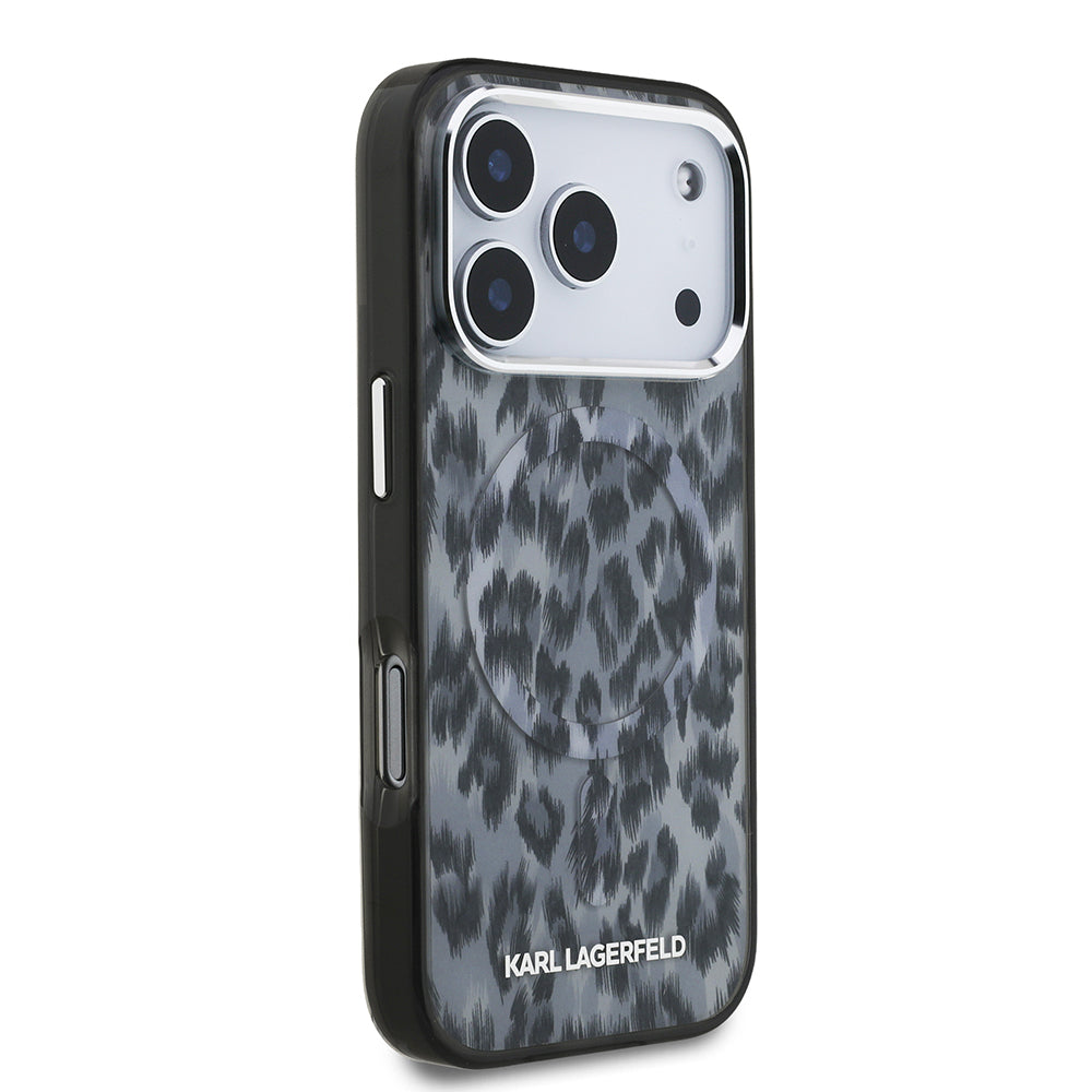 iPhone 17 Pro Kılıf Karl Lagerfeld Orijinal Lisanslı M-safe Şarj Özellikli IML Leopar Baskılı Kılıf