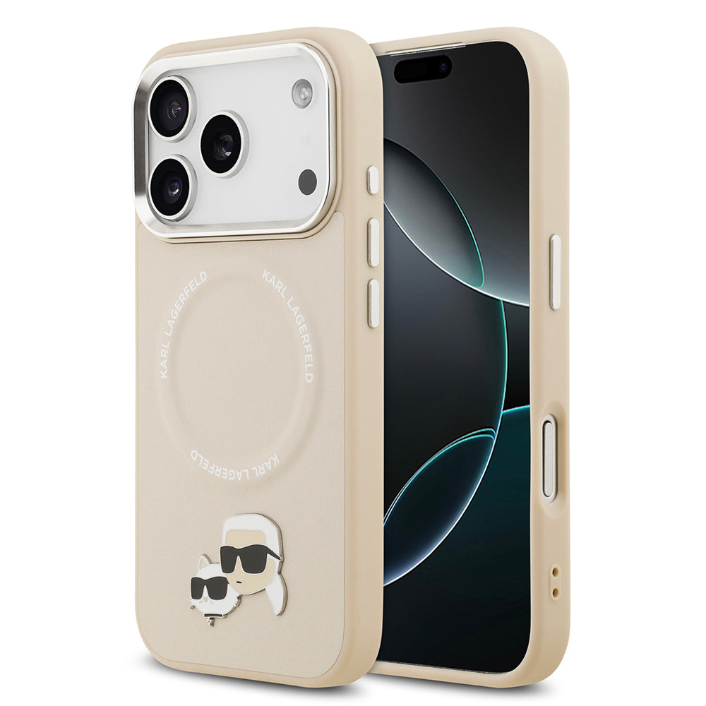 iPhone 17 Pro Kılıf Karl Lagerfeld Orijinal Lisanslı M-safe Şarj Özellikli Metal Kamera ve Buton Tasarımlı K&C PU Deri Kılıf