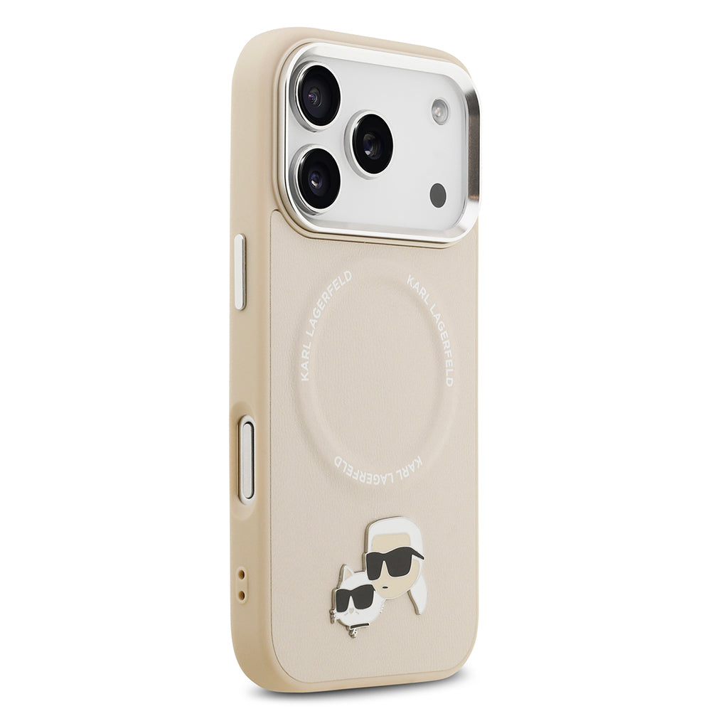 iPhone 17 Pro Kılıf Karl Lagerfeld Orijinal Lisanslı M-safe Şarj Özellikli Metal Kamera ve Buton Tasarımlı K&C PU Deri Kılıf