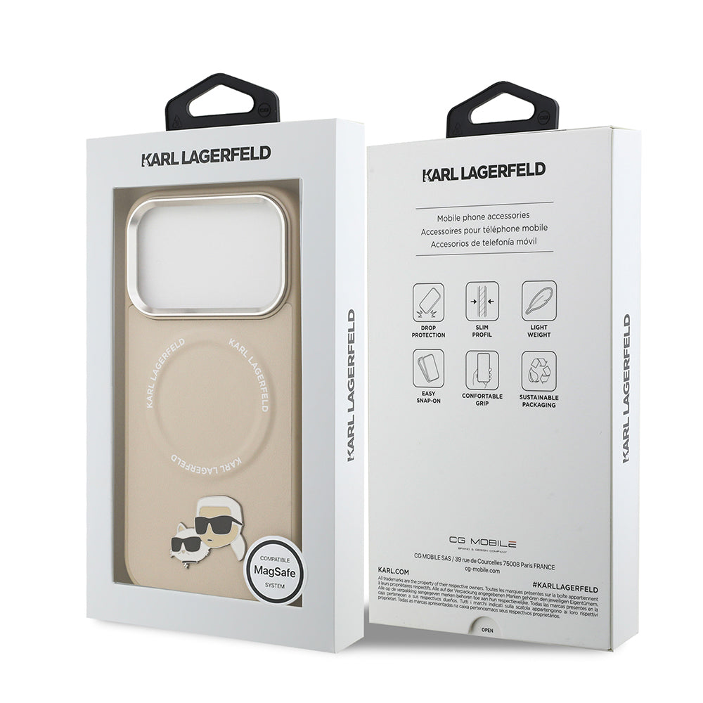 iPhone 17 Pro Kılıf Karl Lagerfeld Orijinal Lisanslı M-safe Şarj Özellikli Metal Kamera ve Buton Tasarımlı K&C PU Deri Kılıf