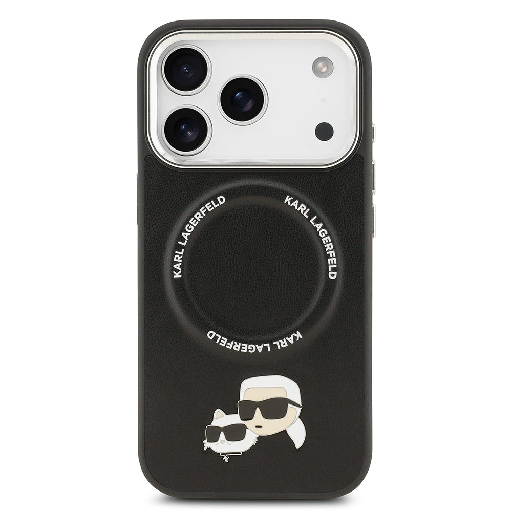 iPhone 17 Pro Kılıf Karl Lagerfeld Orijinal Lisanslı M-safe Şarj Özellikli Metal Kamera ve Buton Tasarımlı K&C PU Deri Kılıf