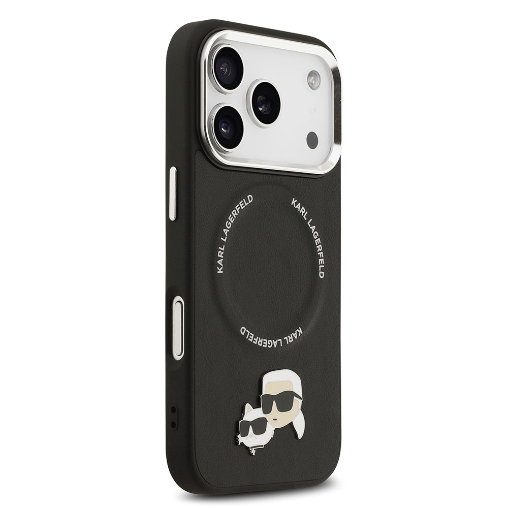 iPhone 17 Pro Kılıf Karl Lagerfeld Orijinal Lisanslı M-safe Şarj Özellikli Metal Kamera ve Buton Tasarımlı K&C PU Deri Kılıf