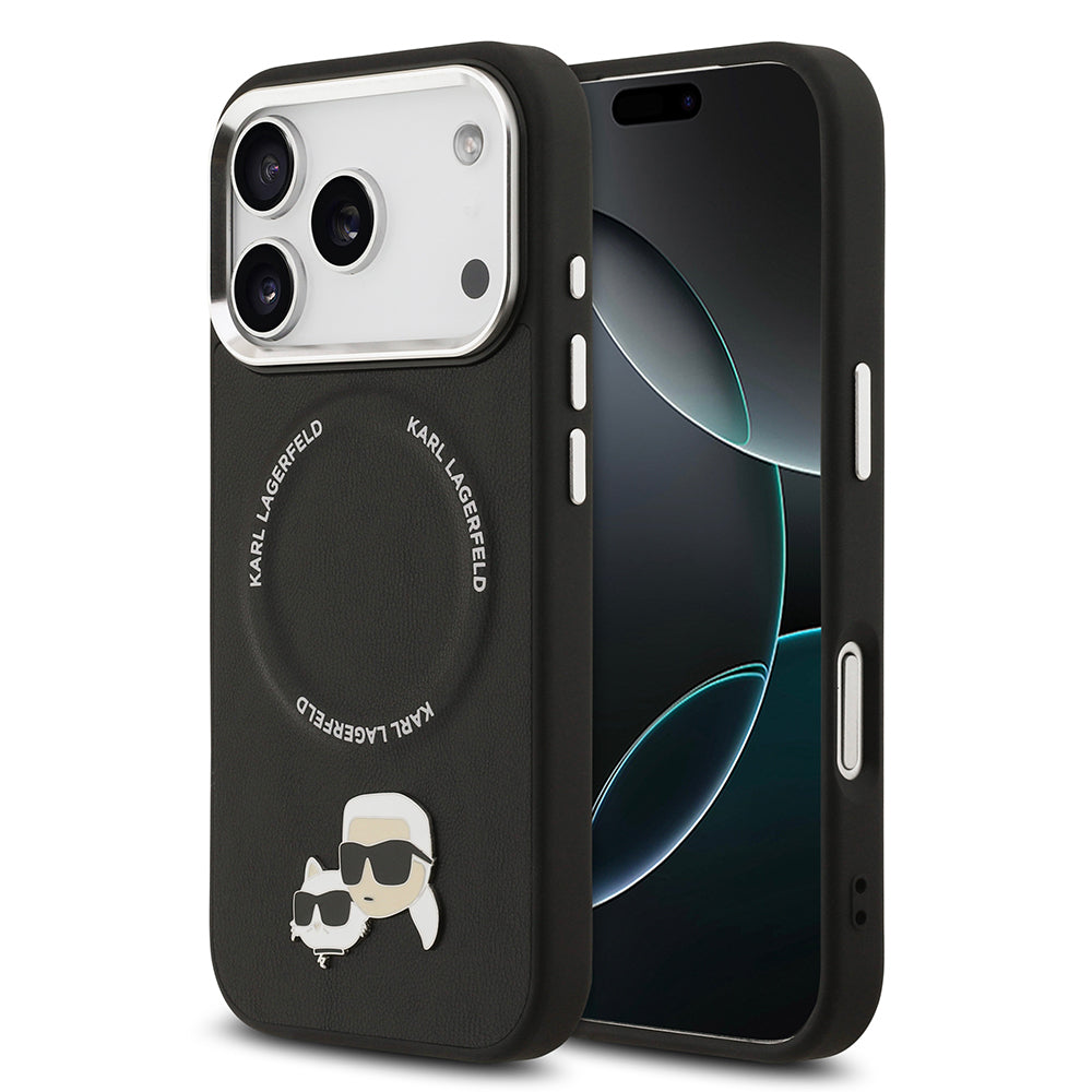 iPhone 17 Pro Kılıf Karl Lagerfeld Orijinal Lisanslı M-safe Şarj Özellikli Metal Kamera ve Buton Tasarımlı K&C PU Deri Kılıf