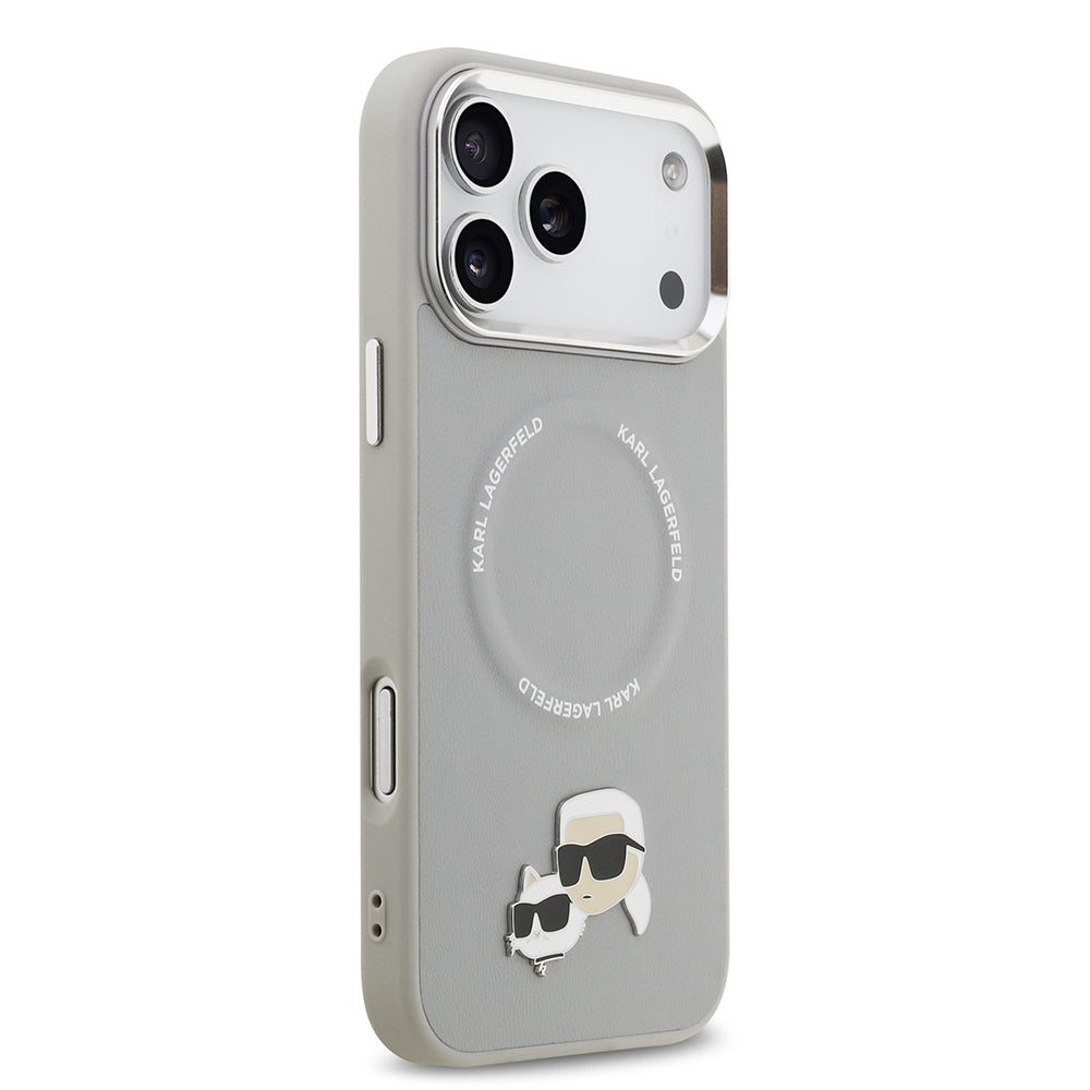iPhone 17 Pro Kılıf Karl Lagerfeld Orijinal Lisanslı M-safe Şarj Özellikli Metal Kamera ve Buton Tasarımlı K&C PU Deri Kılıf