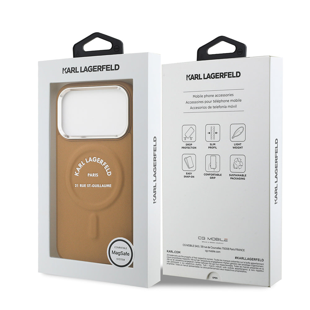 iPhone 17 Pro Kılıf Karl Lagerfeld Orijinal Lisanslı M-safe Şarj Özellikli Metal Kamera ve Buton Tasarımlı Paris RSG PU Deri Kılıf